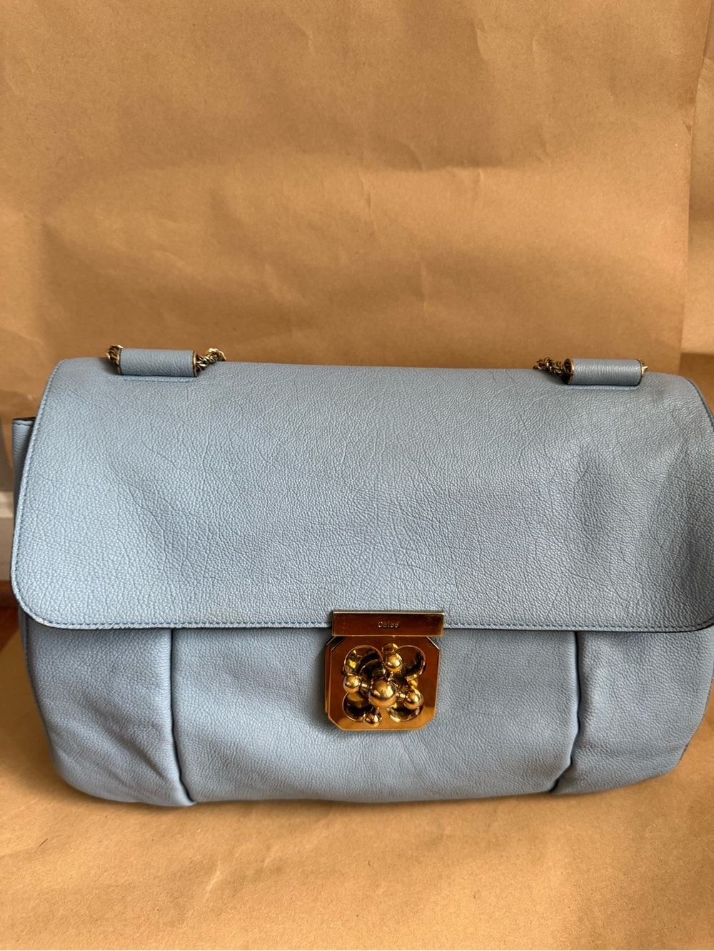 Chloe Elsie Large Leather Bag in Blue